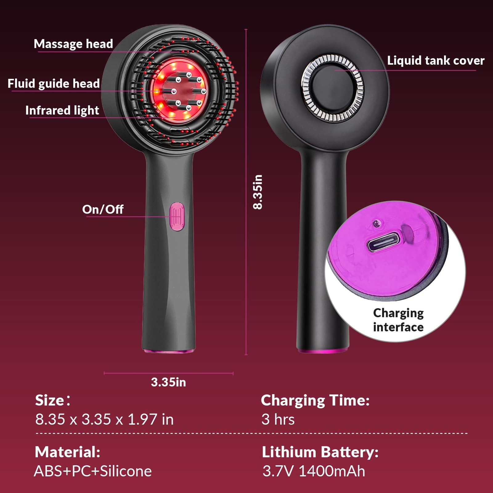 Electric Scalp Massager Red Light-scalp massager with red light therapy with …
