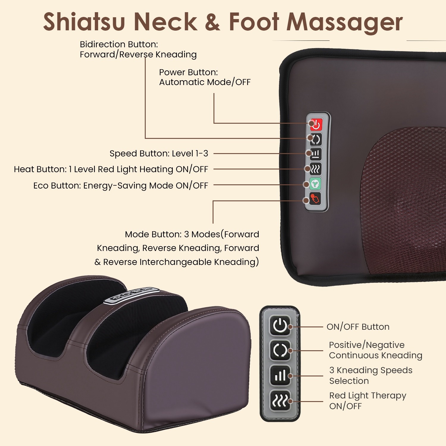 Electric PU Leather Full Body Massage Mat w/Carry Bag Shiatsu Neck Foot Massager