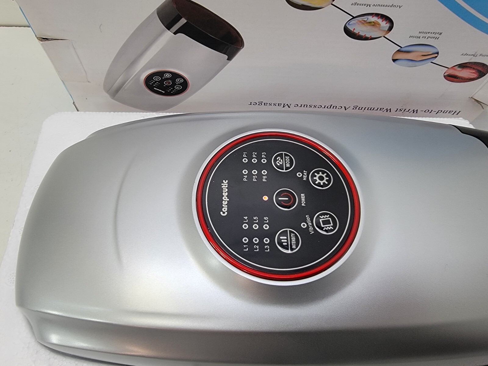 Carepeutic Home Hand and Wrist Massager Warming Acupressure Kneading Vibration