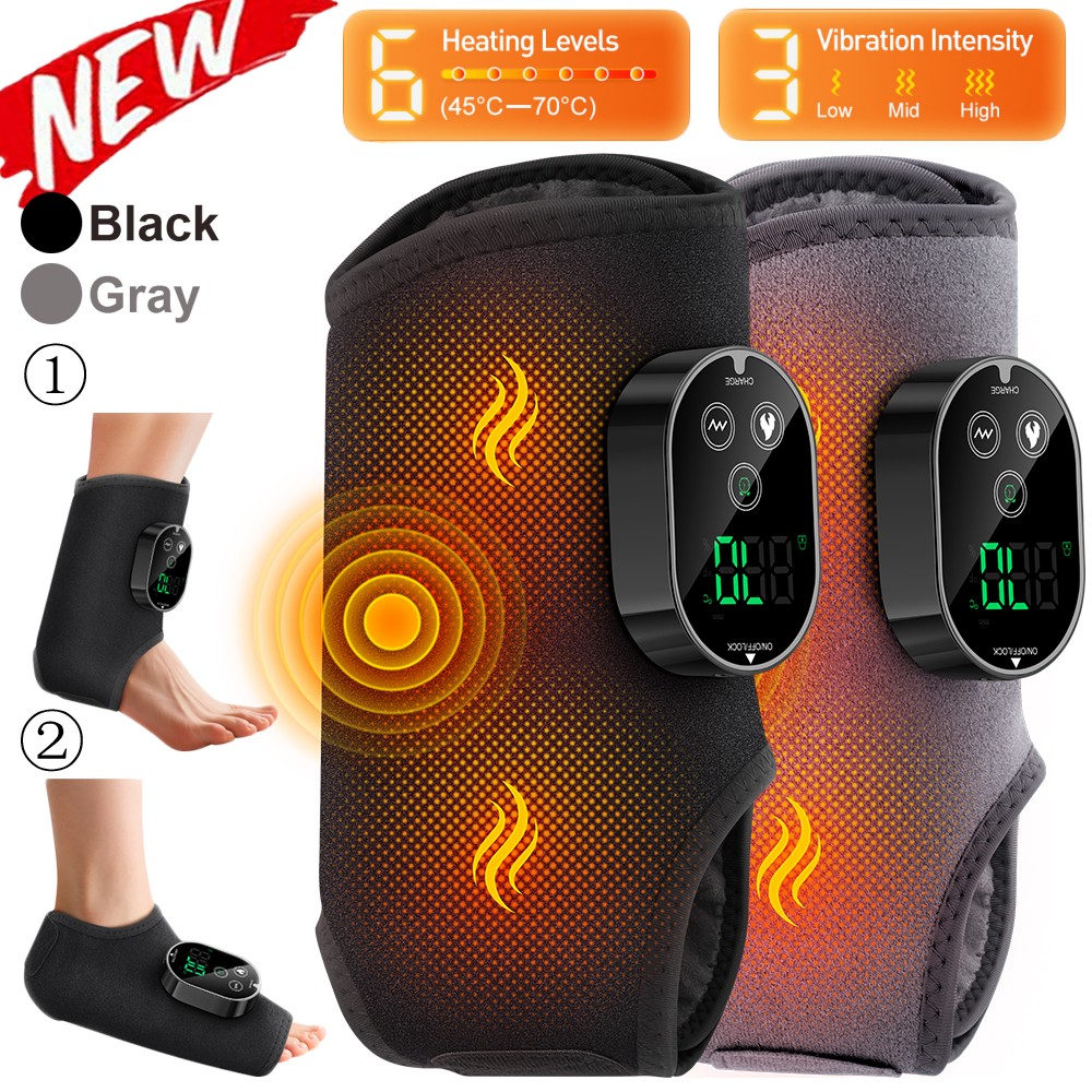 4in1 Electric Foot Ankle Massager Relieve Pain 6 Heat Levels, 3 Vibration Modes