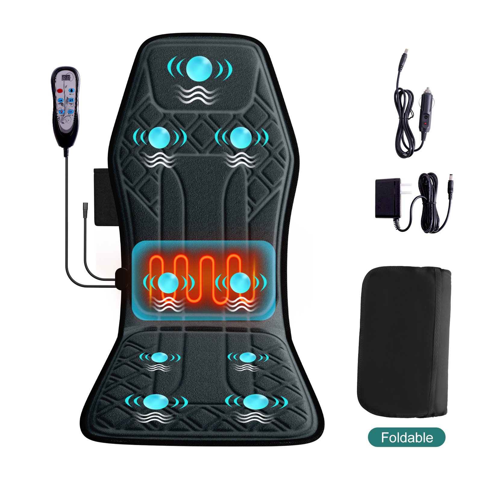 9 Mode Chair Massager Pad Heated Car Seat Massager Cushion for Body Back Neck