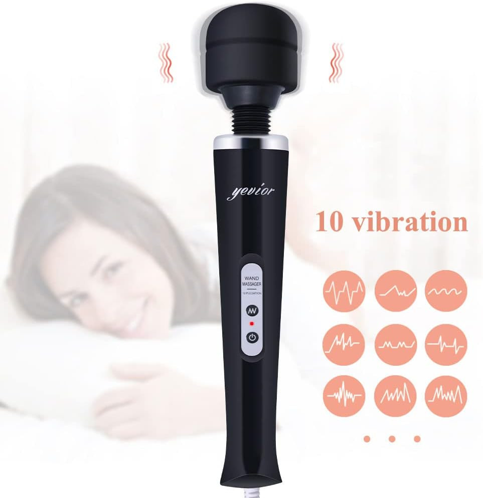 Wired Powerful Handheld Massager with 10 Pulse Settings Strong Vibration for Wom