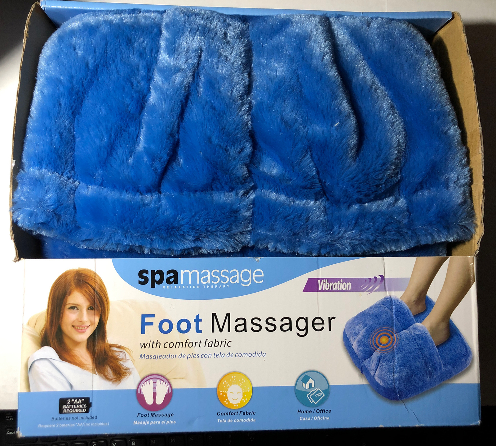 Spa Massage Foot Massager With Blue Comfort Plush Fabric Portable