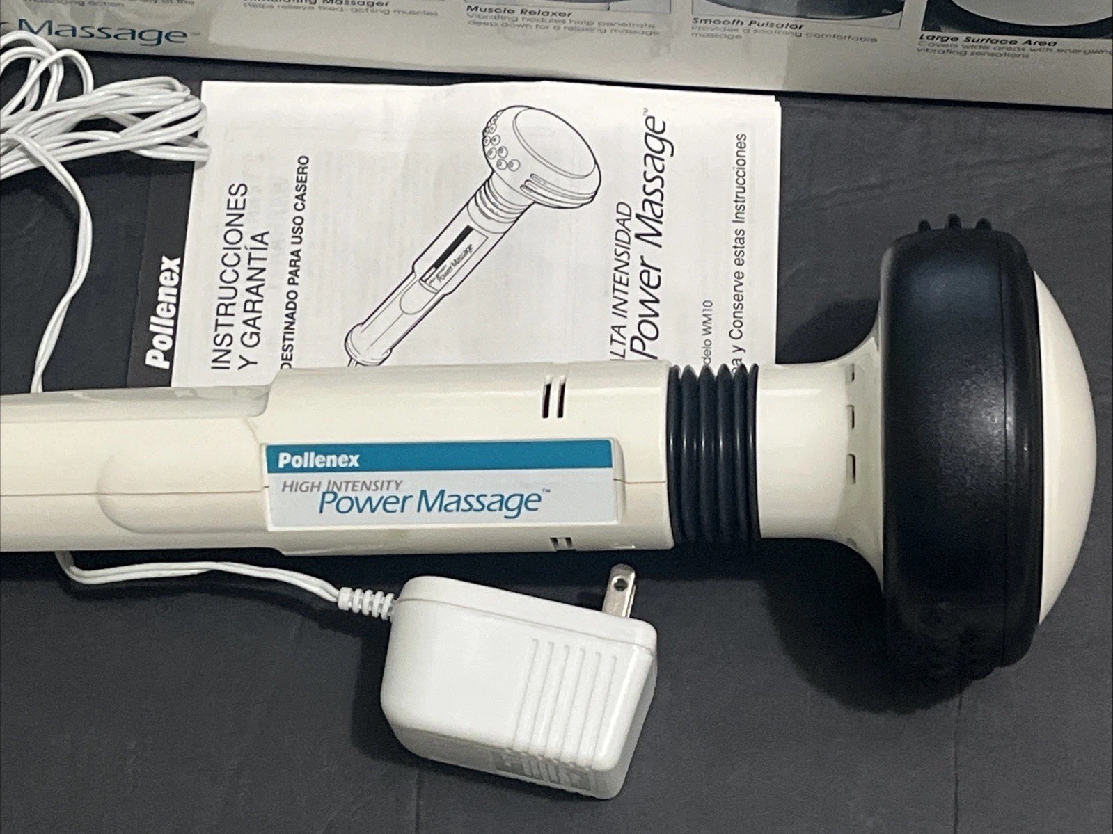 Pollenex Power Massage Handheld Massager WM10 White High-Intensity Wand Electric