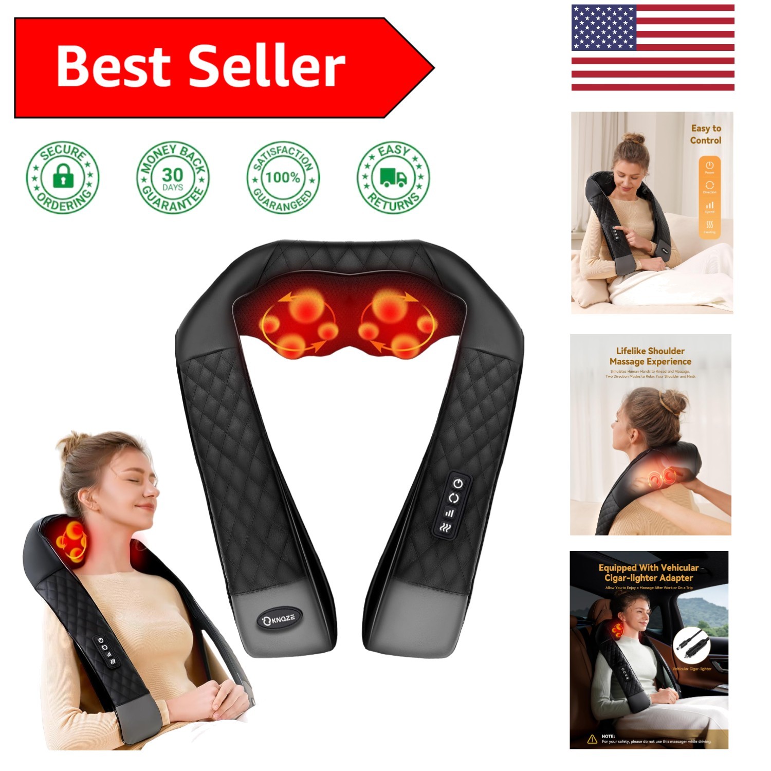 Portable Shiatsu Massage Belt with Adjustable Heat for Stress and Fatigue Relief