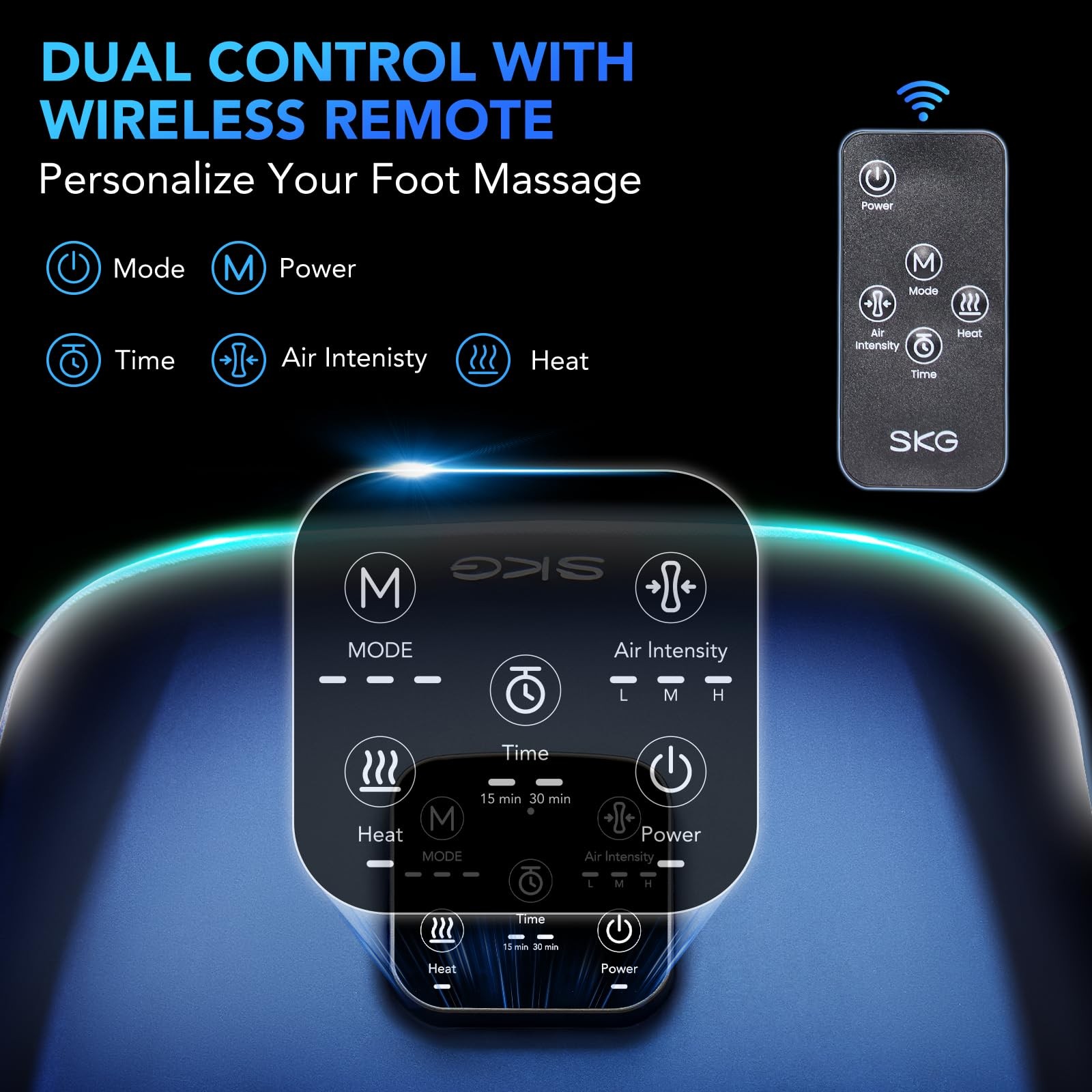 SKG Foot Massager with Heat and Remote, Upgrade Electric Feet Massager