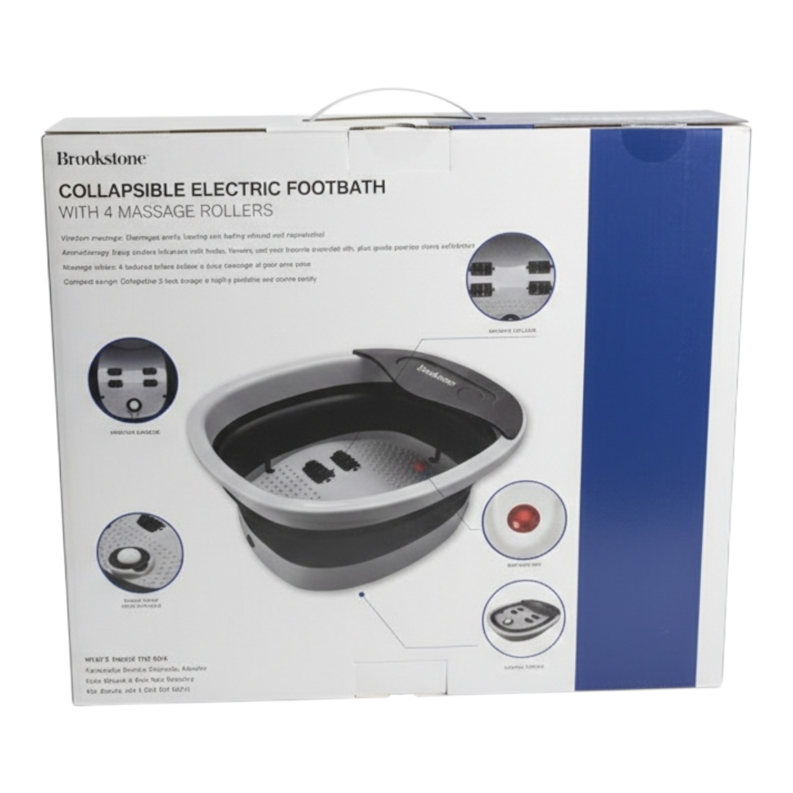 Brookstone Collapsible Foot Spa Electric Foot Bath Massager Heated Bubble Roller