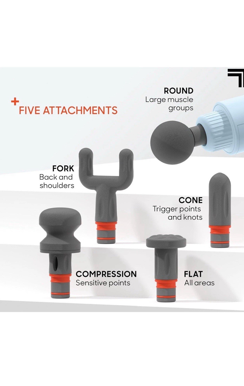 Sharper Image Powerboost Massage Gun Version 3.0-5 Attachments, Quiet Motor,