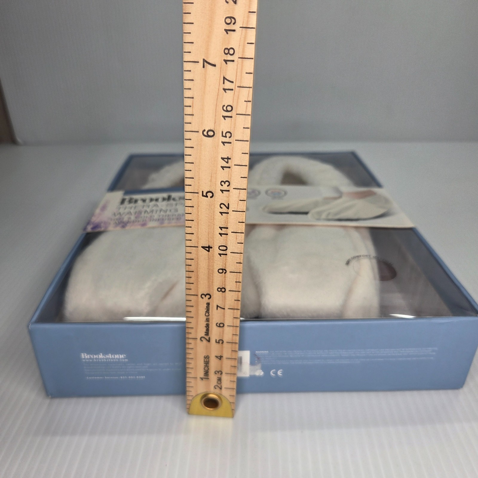 NEW! Brookstone Thera-Spa Warming Slippers Beige, Lavender Infused Calm Relaxing