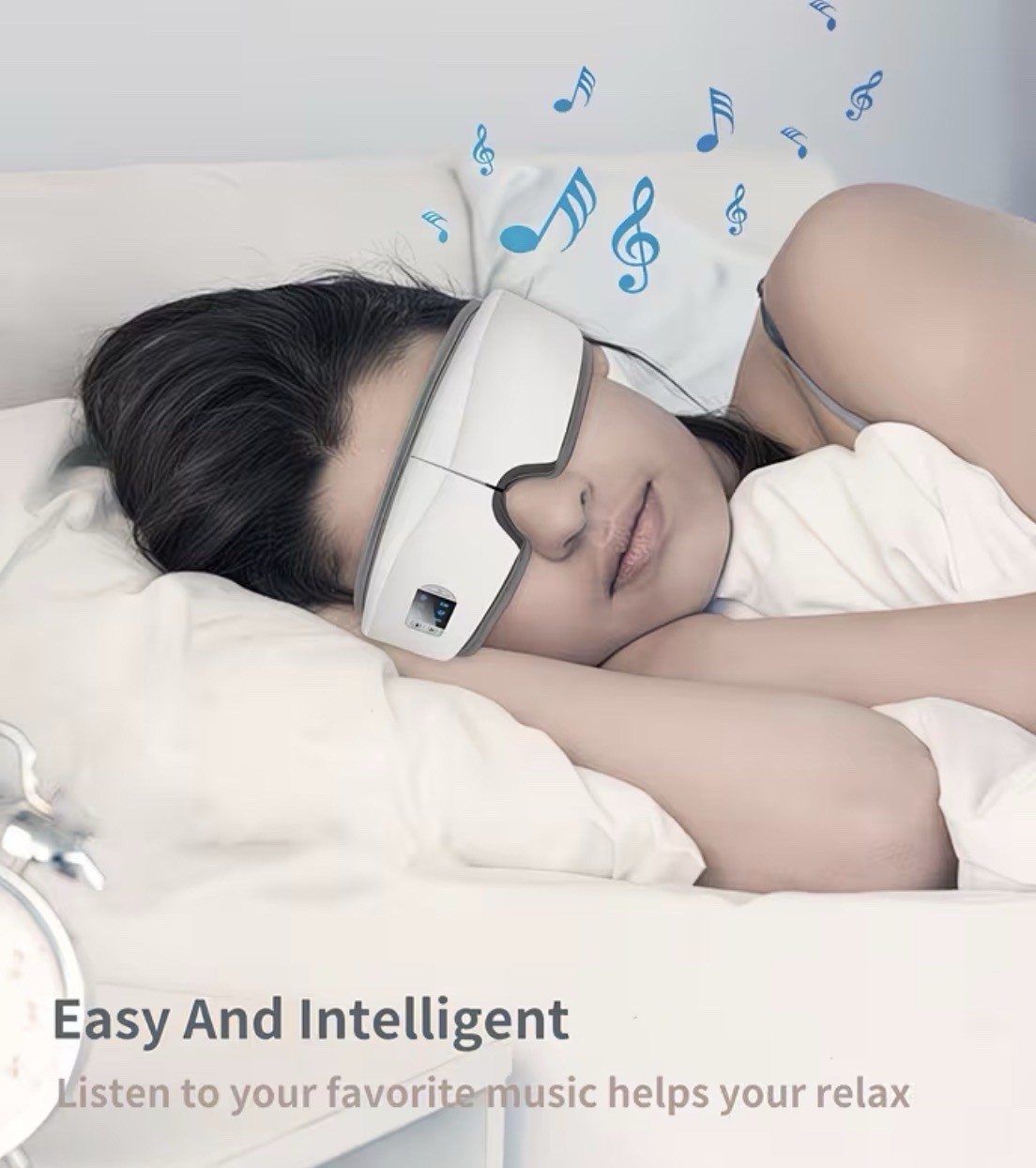 Heated Foldable Eye Massager JB-018 Bluetooth Pearl White PU Leather