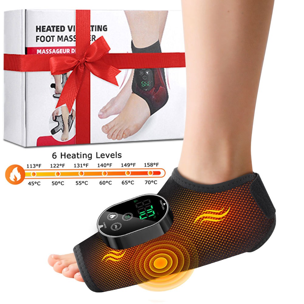 Cordless Foot Ankle Massager Pain Relief with 6 Heat Levels, 3 Vibration Modes