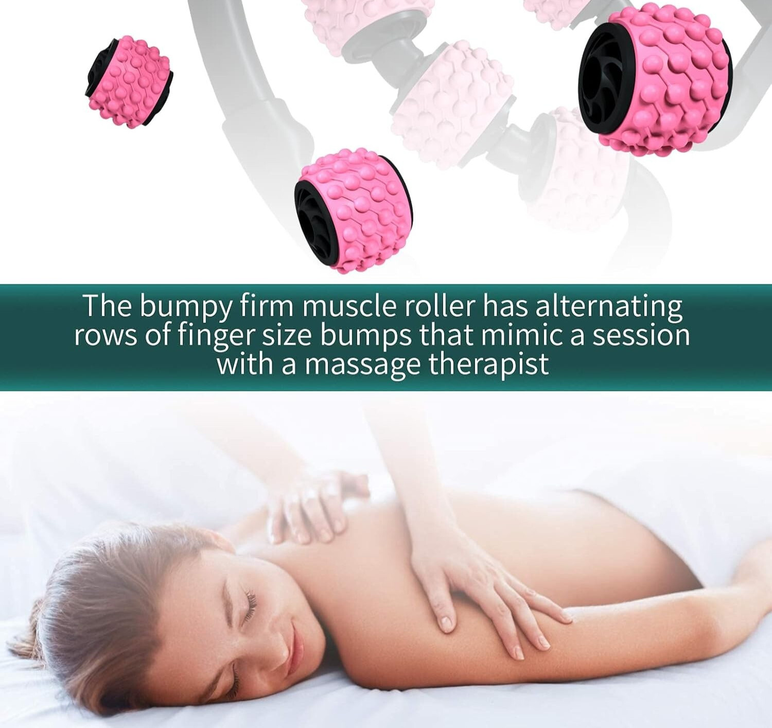 Blk/Pink Dual Sided Massager Leg/Neck/Body Muscle Roller Sport Fitness Massager