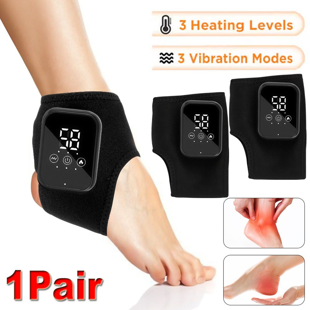 2PCS Electric Foot Ankle Massager Heating and Vibration Hot Compress Pain Relief