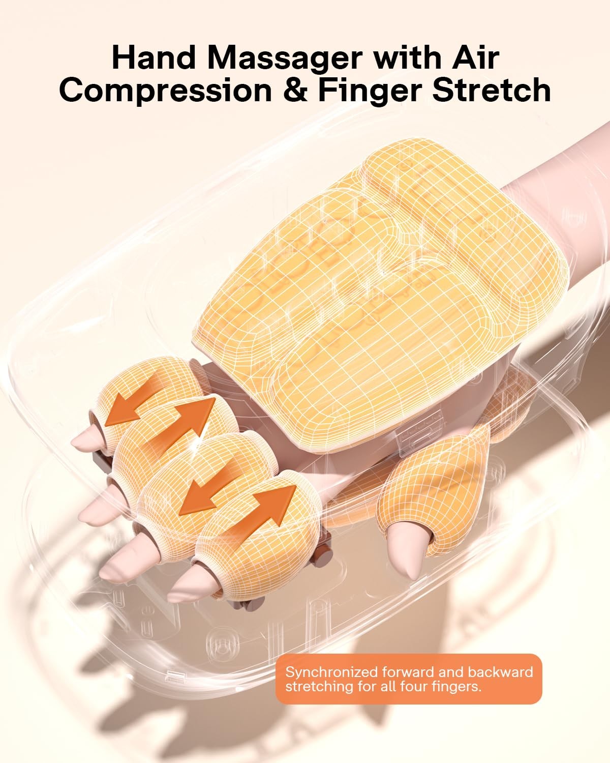 ALLJOY Hand Massager with Heat and Compression, Knuckle Stretching Champagne