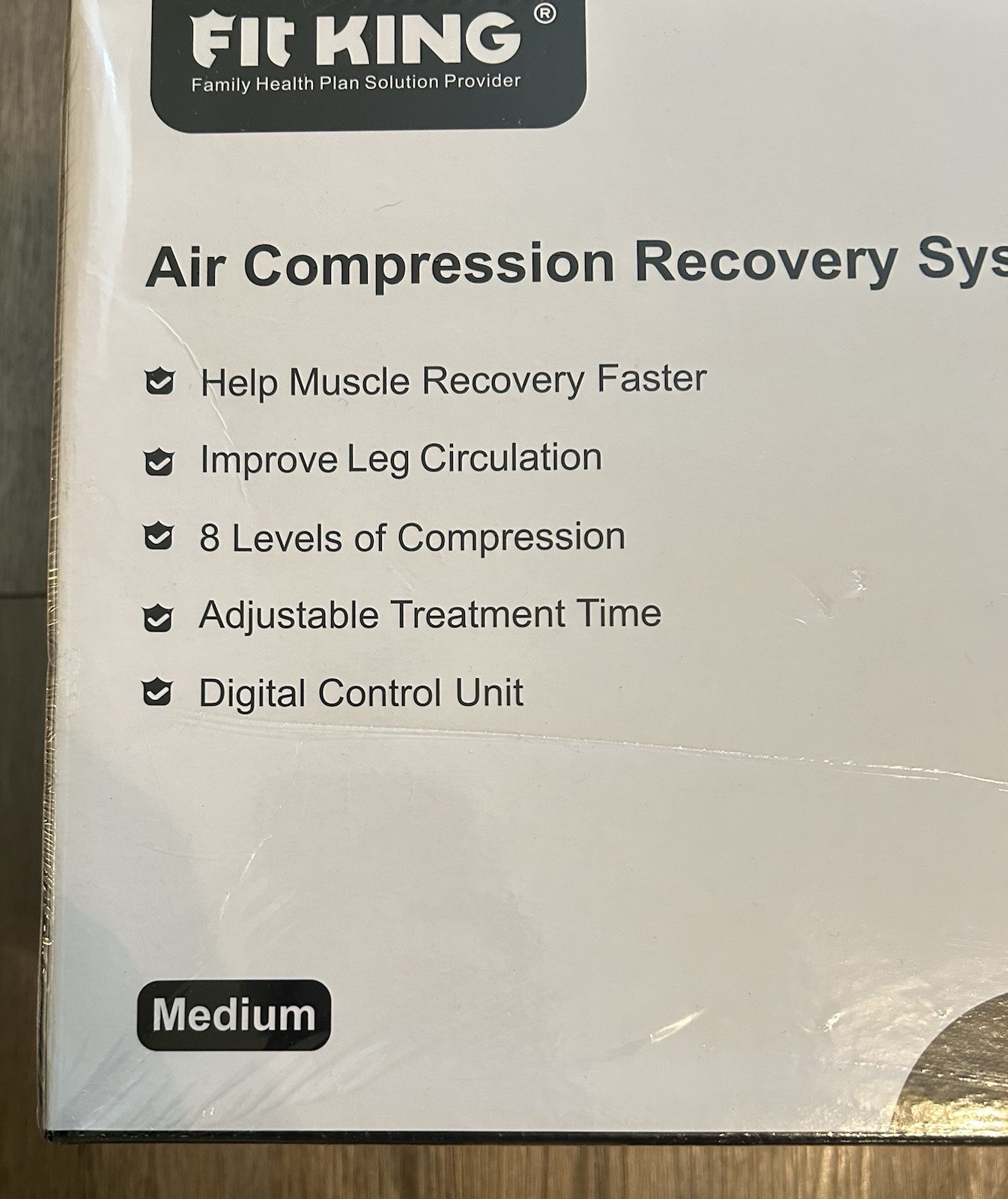 FIT KING Air Compression Recovery System Leg Massager Boots Medium FT-082A-M NIB