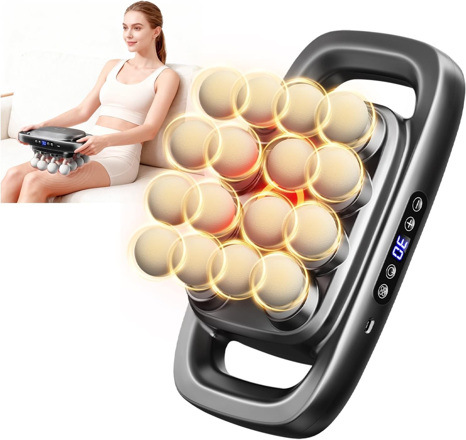 16-Head Massage Gun Set, Deep Tissue Massager Muscle Massager Gun Pain Relief US