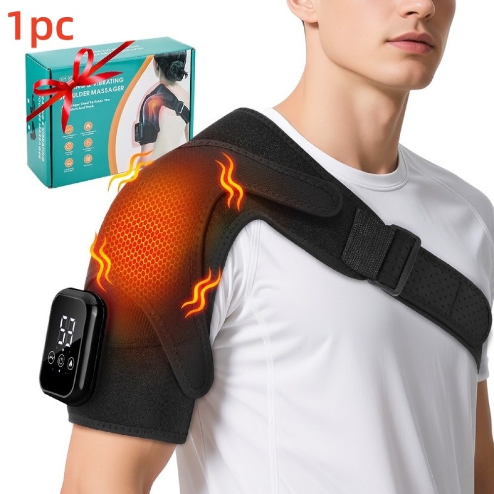 Electric Heated Shoulder Massager Joint Brace Support with Vibration Relief Pain