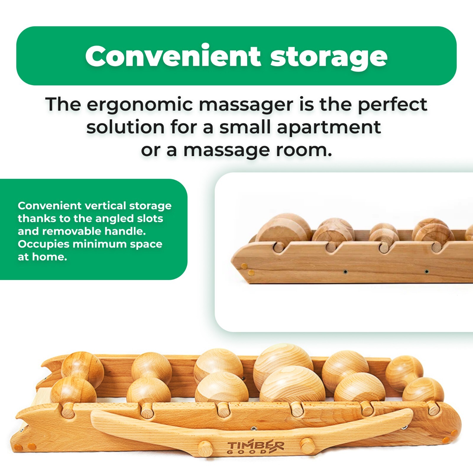 Timbergood Wooden 6-Rollers Massager for Back, Spine, Neck, Body and Pain Relief