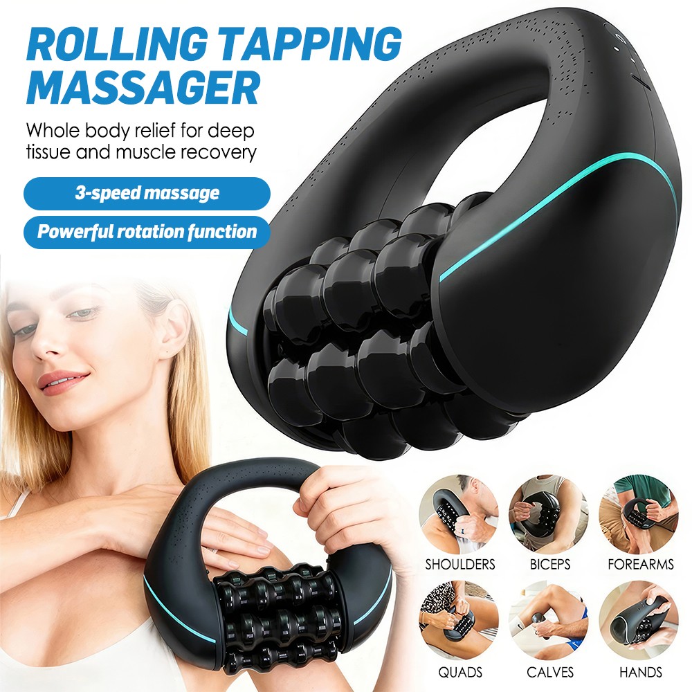 Electric Handheld Rolling Massager – Percussive Massager for Back Shoulders Legs