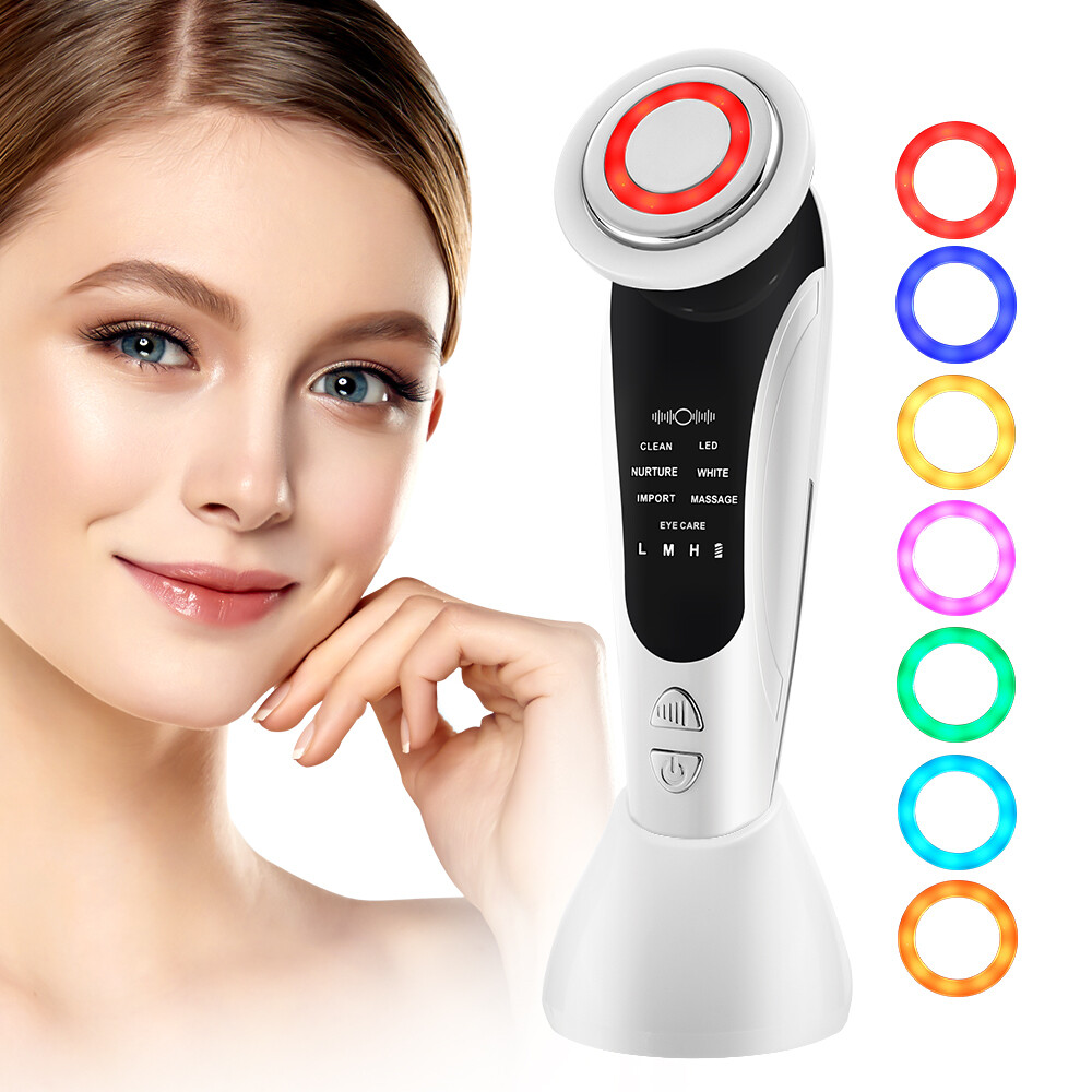 7-in-1 EMS Facial Massager LED Light Therapy Skin Tightening Rejuvenation Device