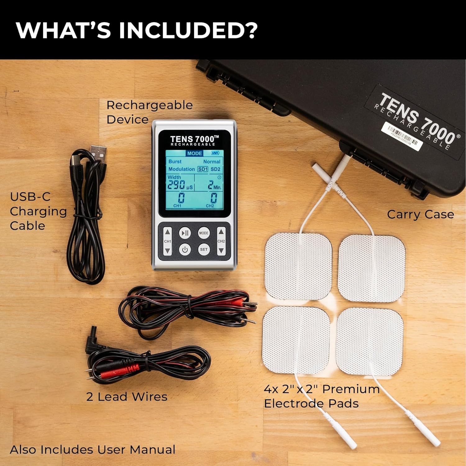 TENS 7000 Digital Unit with Accessories 2nd Edition Muscle Stimulator Machine