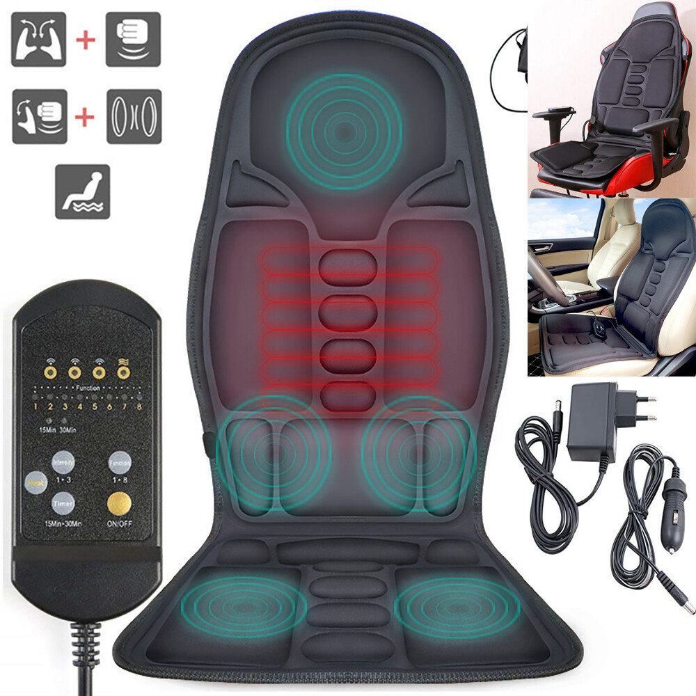 8-Mode Full Body Massager Cushion Back Seat Chair Car Pad Heated Mat Home Office