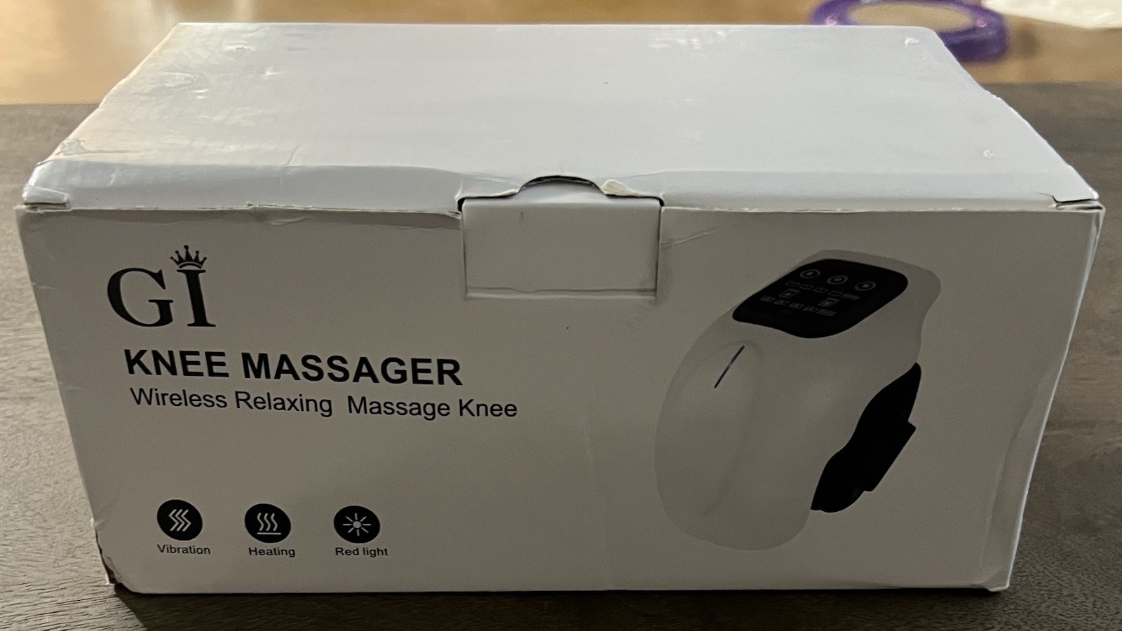 GI 2026 Cordless Heated Vibrating Knee Massager Battery USB Charging White