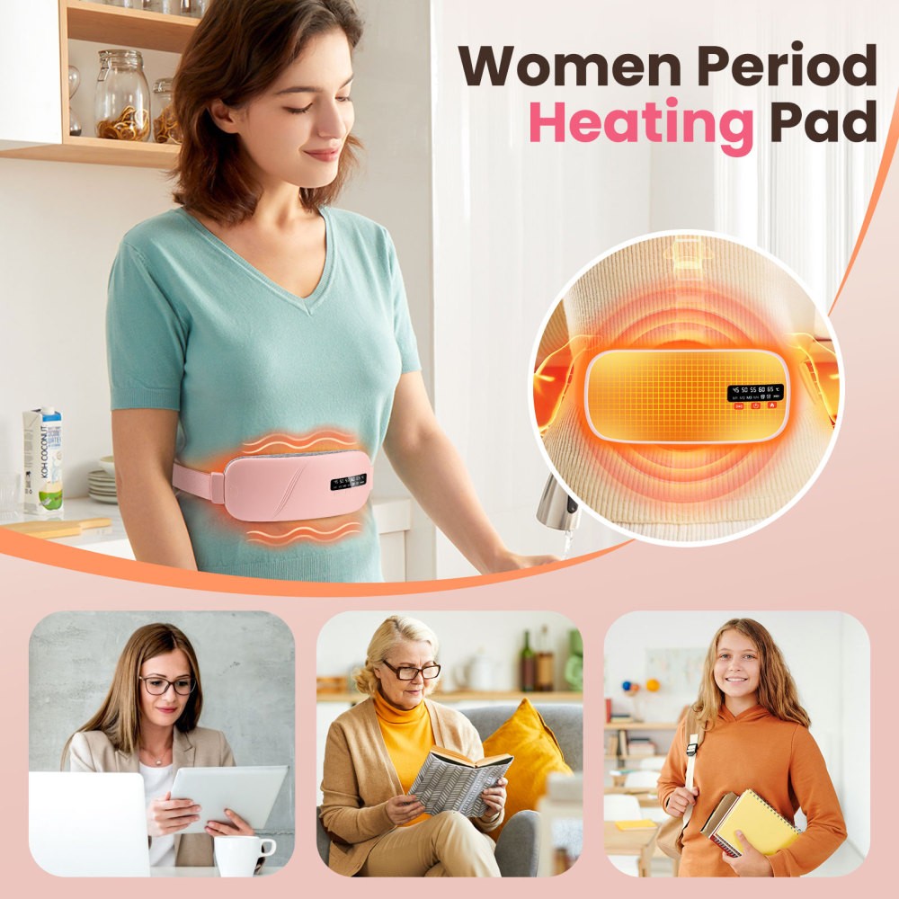 Electric Vibrating Menstrual USB Heating Pad Belt For Period Pain Relief Cramps
