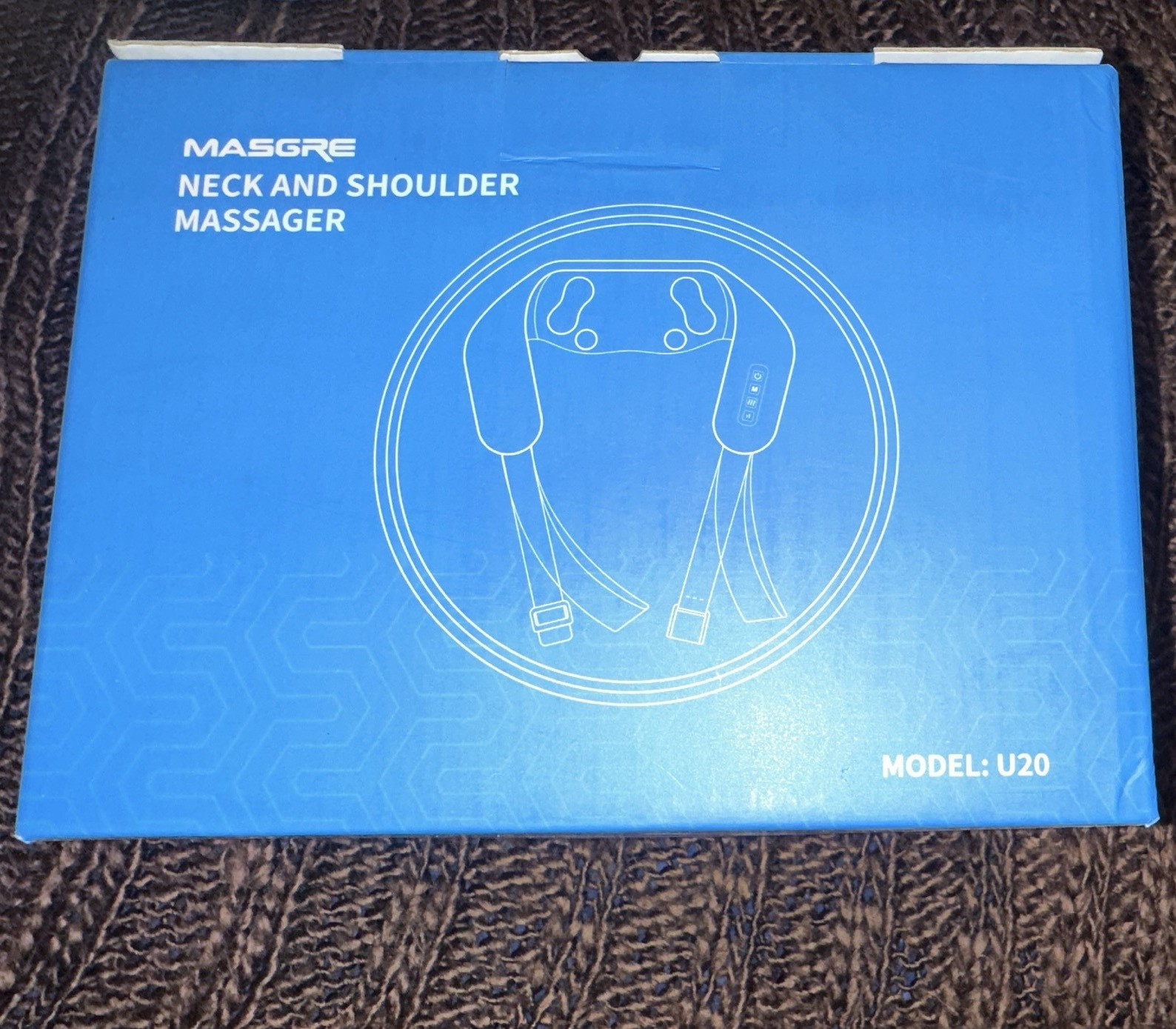 MASGRE Cordless Neck & Shoulder Massager, Battery Powered, U20 Blue