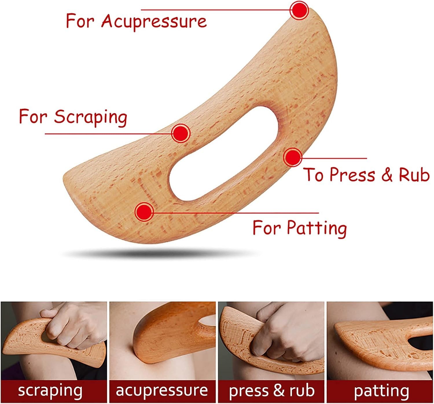 Natural Wooden Body Gua Sha Tool for Effective Muscle Relaxation & Stress Relief