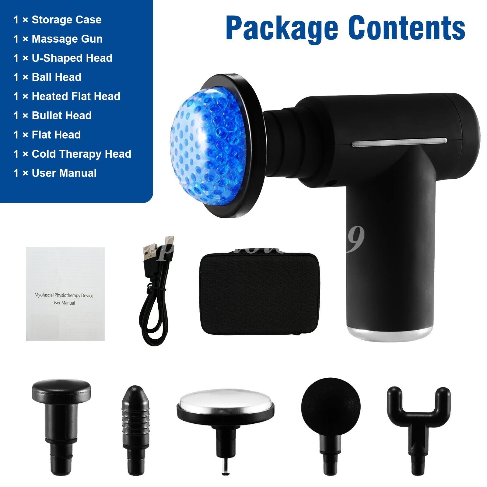 Cold Massage Gun Deep Percussion Tissue Muscle Relax 6 Heads Travel Case LCD