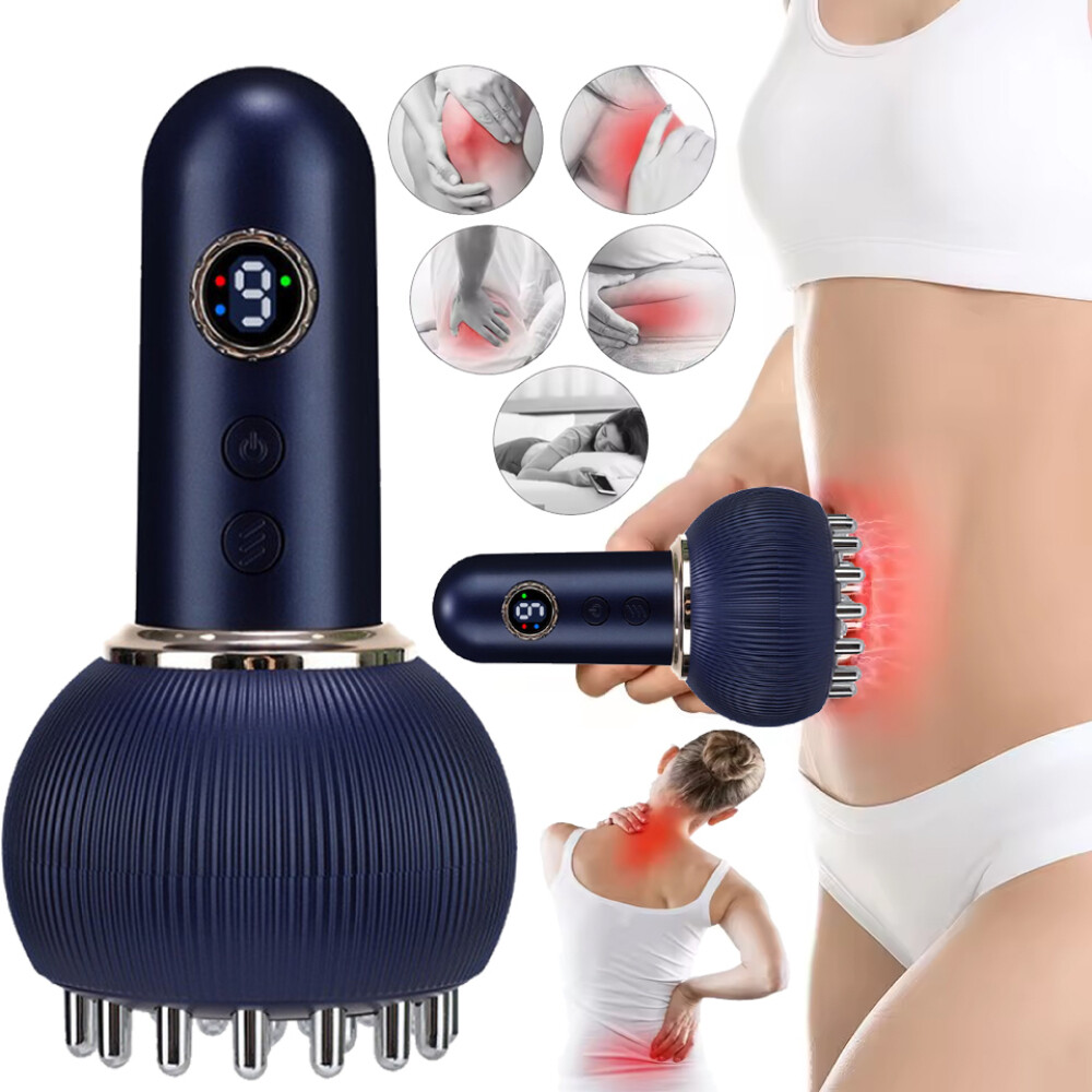 Electric Meridian Brush Body Massager Vibrate Microcurrent Hot Compress Scraping