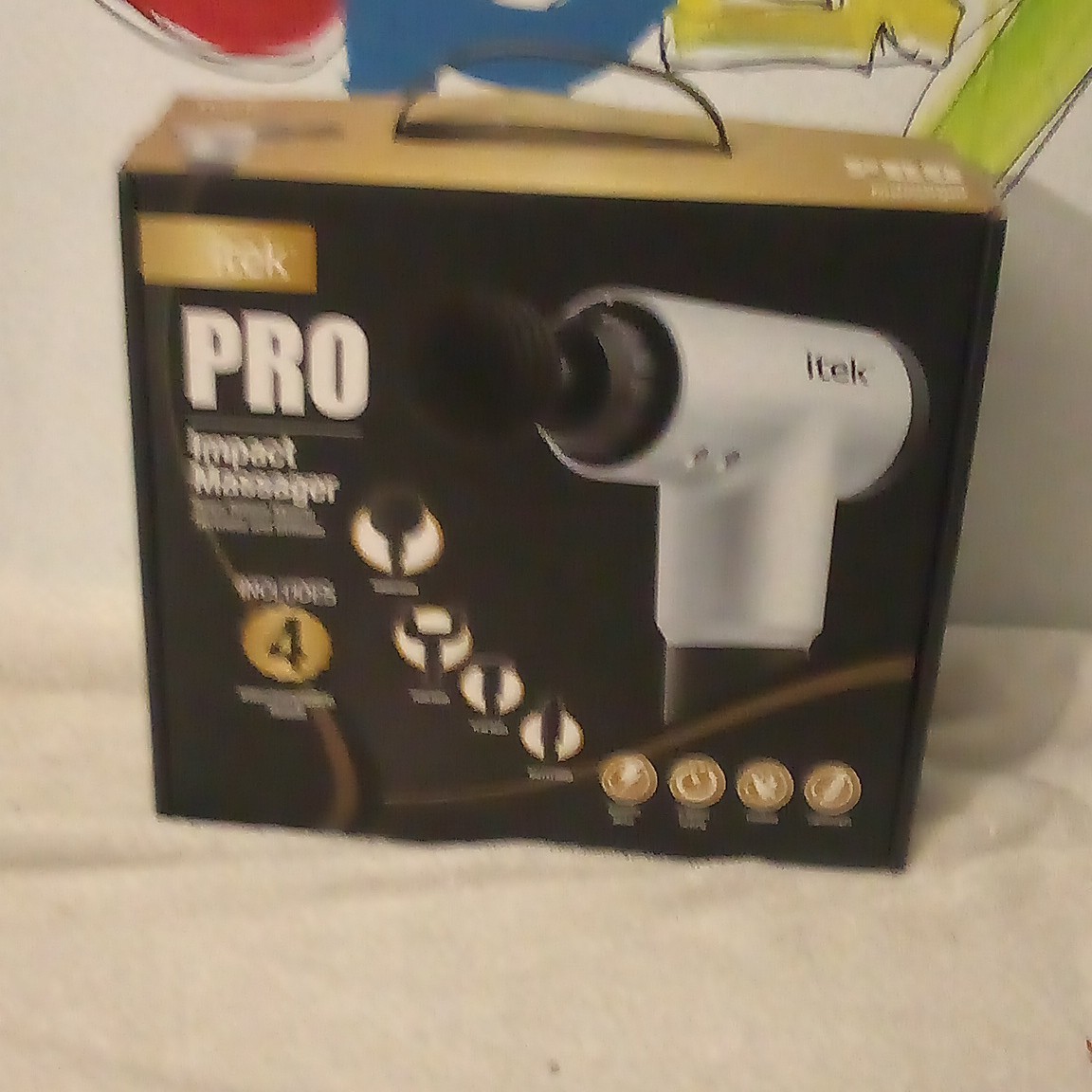 itek PRO Impact Massage Gun Percussion Cordless Battery w/ 4 Heads