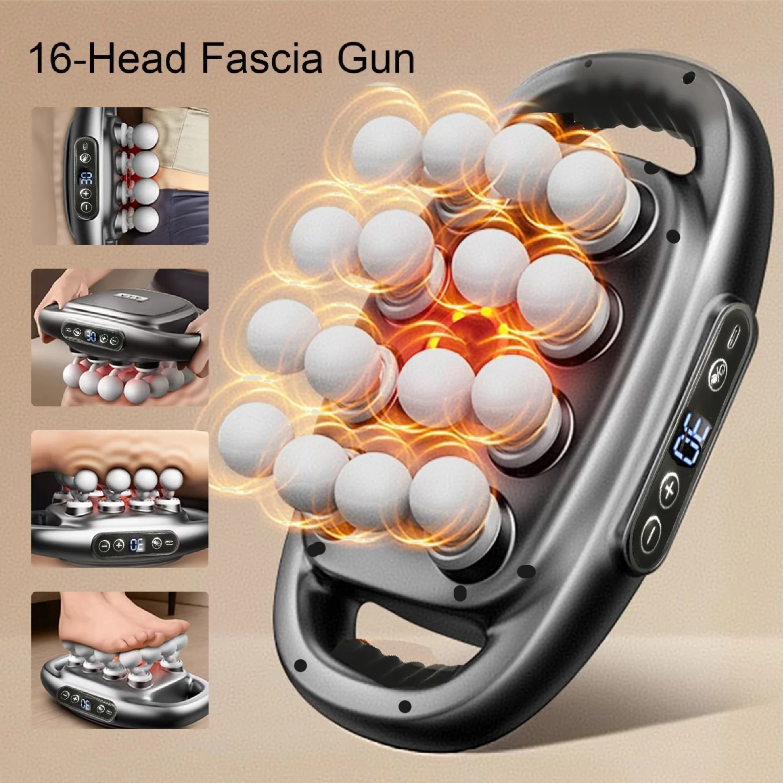 16-Head Fascia Gun High-Frequency Vibration Body Massage Back and Waist Massager