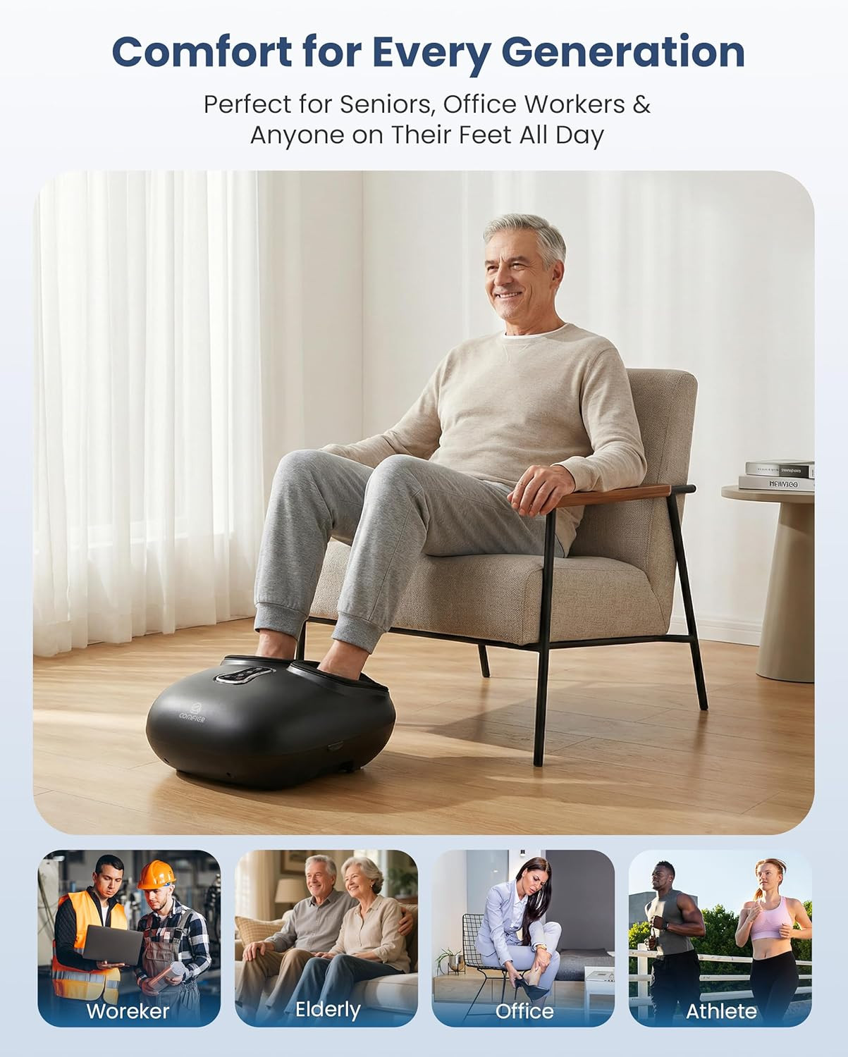 [2026 Fathers Day Gift for Men,Shiatsu Foot Massager with Fast Heat,Kneading Rol