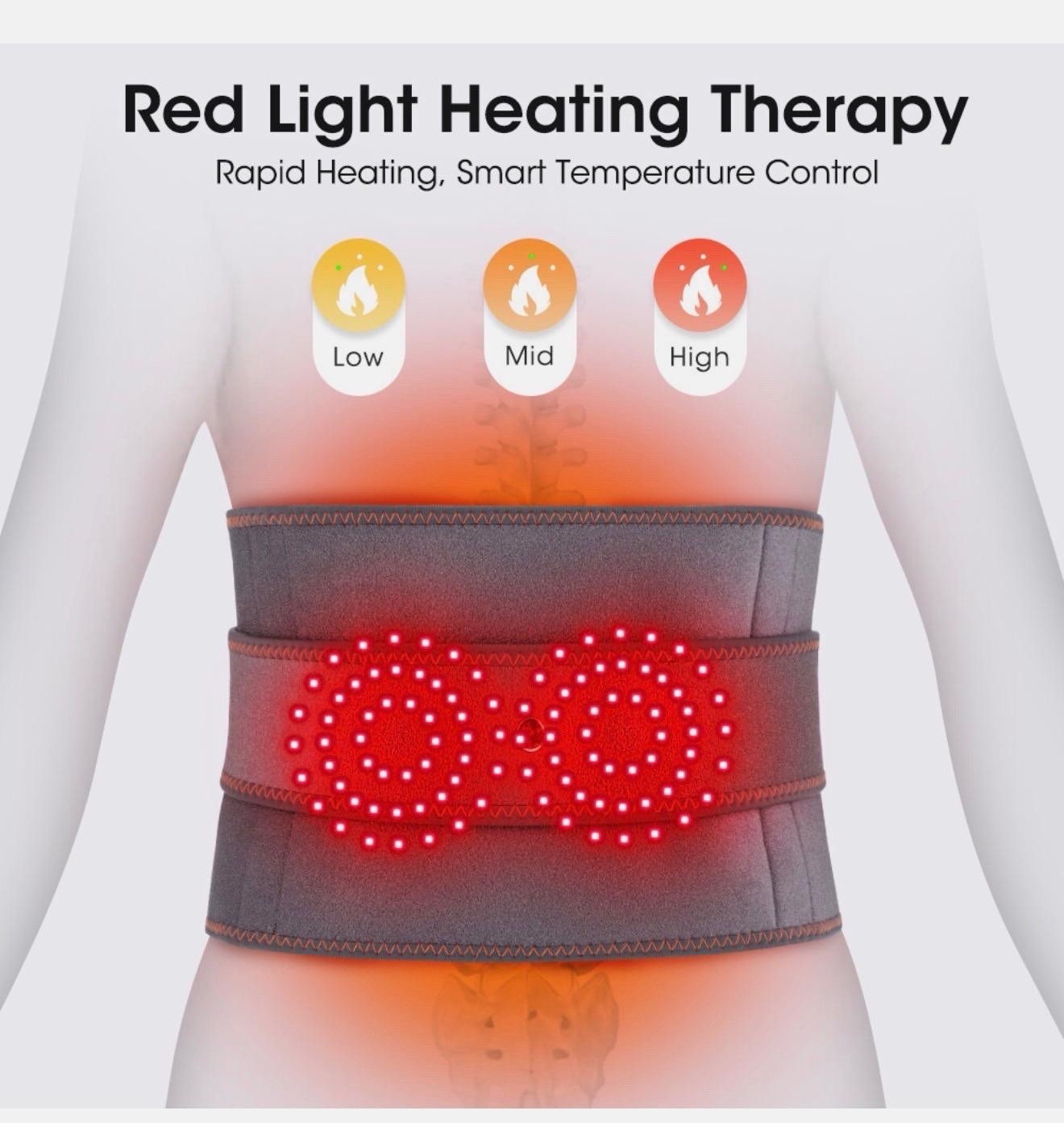 Cordless Heated Vibrating Massage Belt Waist/Back Wrap Neoprene Pain Relief