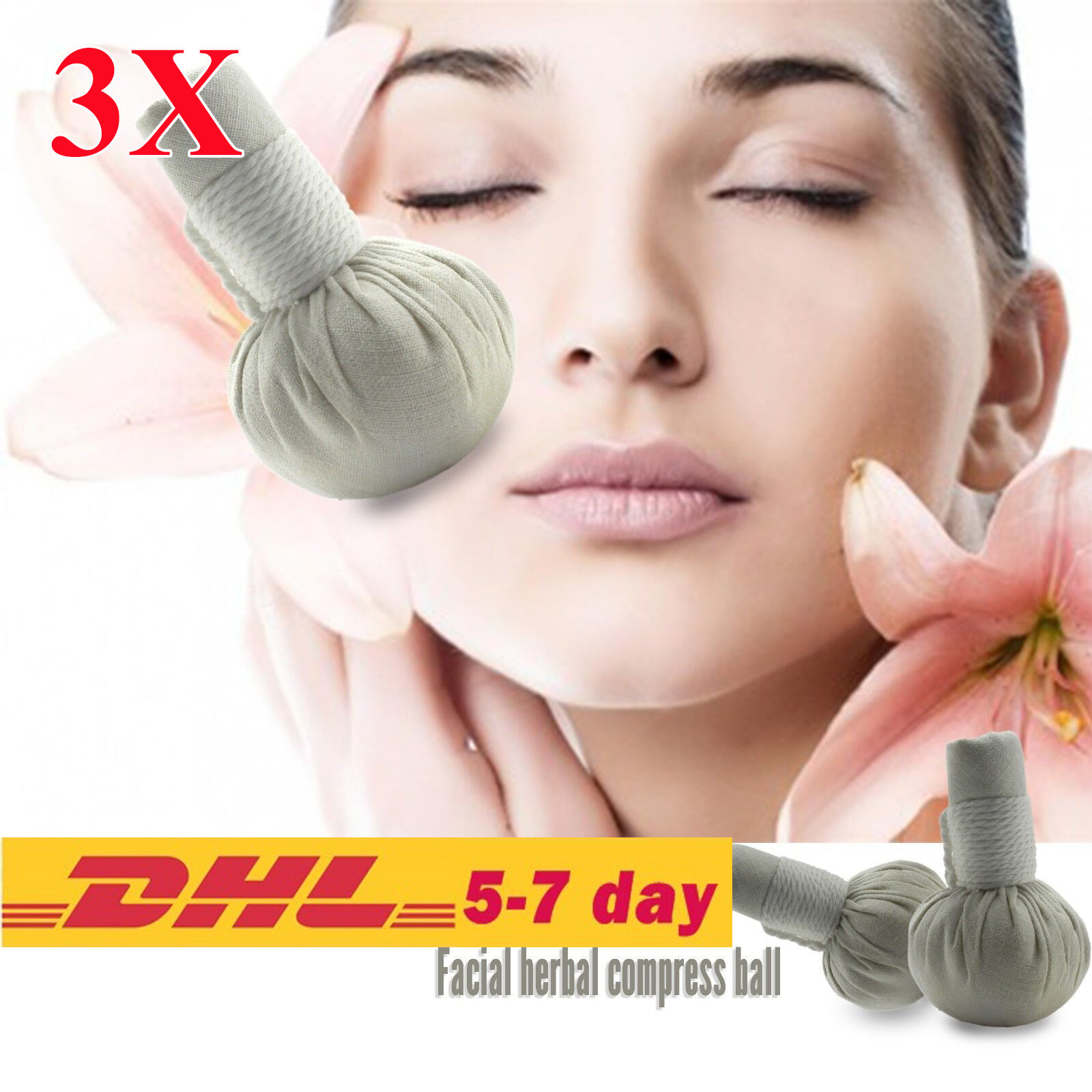 3X THAI MINI HERBAL MASSAGE COMPRESS BALL FOR FACE & BODY RELAXING SPA AROMA