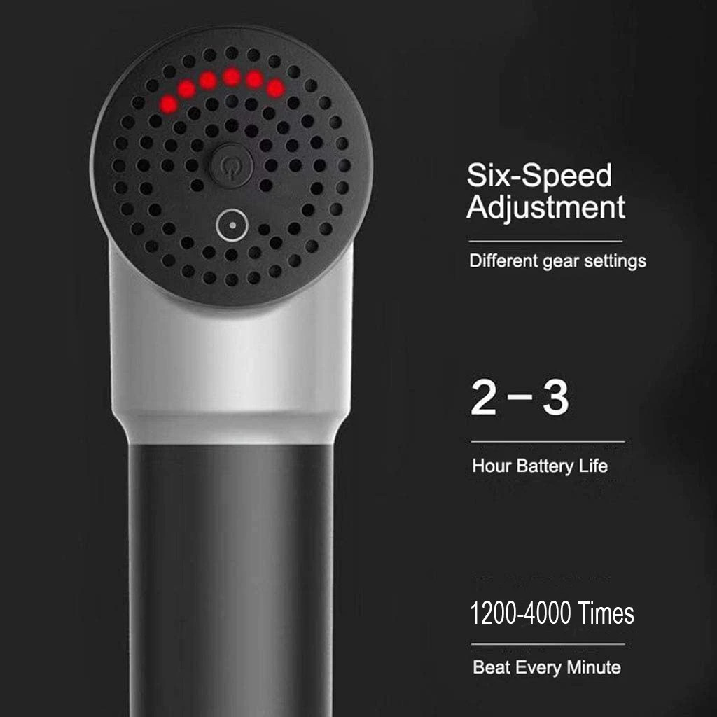 6 Gears Muscle Deep Tissue Massager Wireless Fascia Gun Gym Recharge 4000r/min