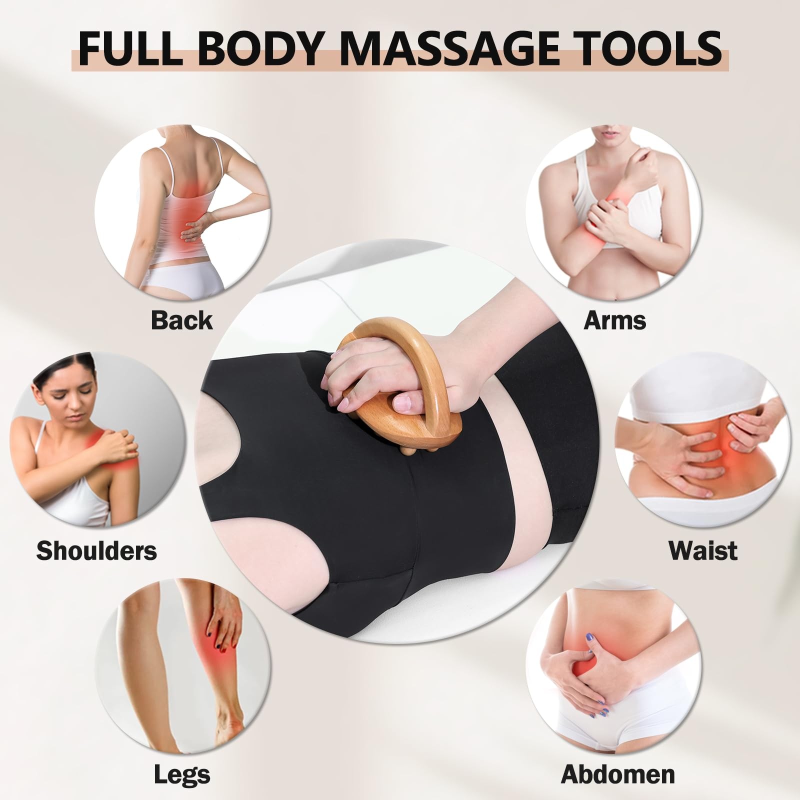 KintKita Wood Therapy Massage Tools, Anti Cellulite Wooden Brush