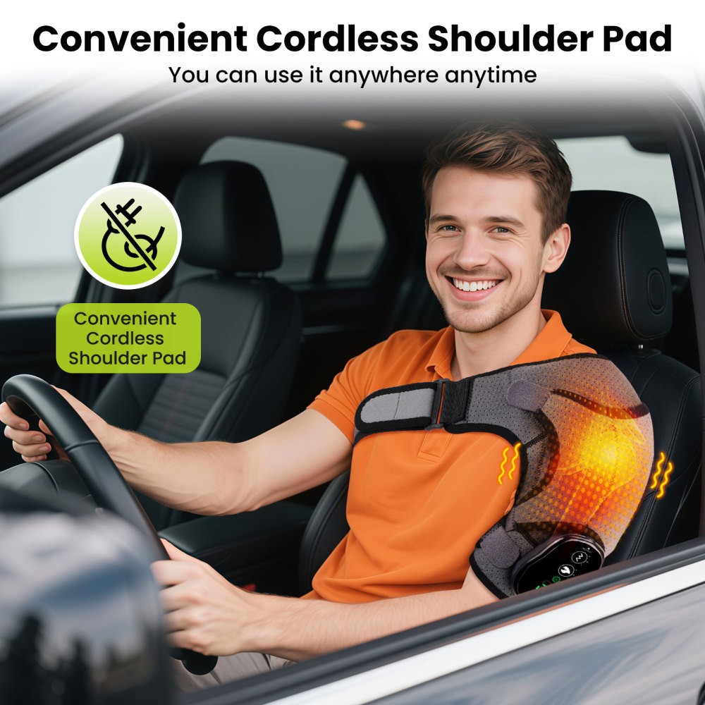 Electric Shoulder Massager Heated Vibration Shoulder Brace Wrap for Pain Relief