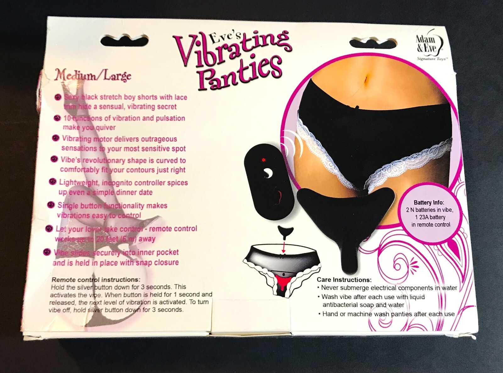 Adam & Eve Signature Toy 2010 – Eve’s Vibe/Pulse Boy Short Panty w/Remote 10-NIB