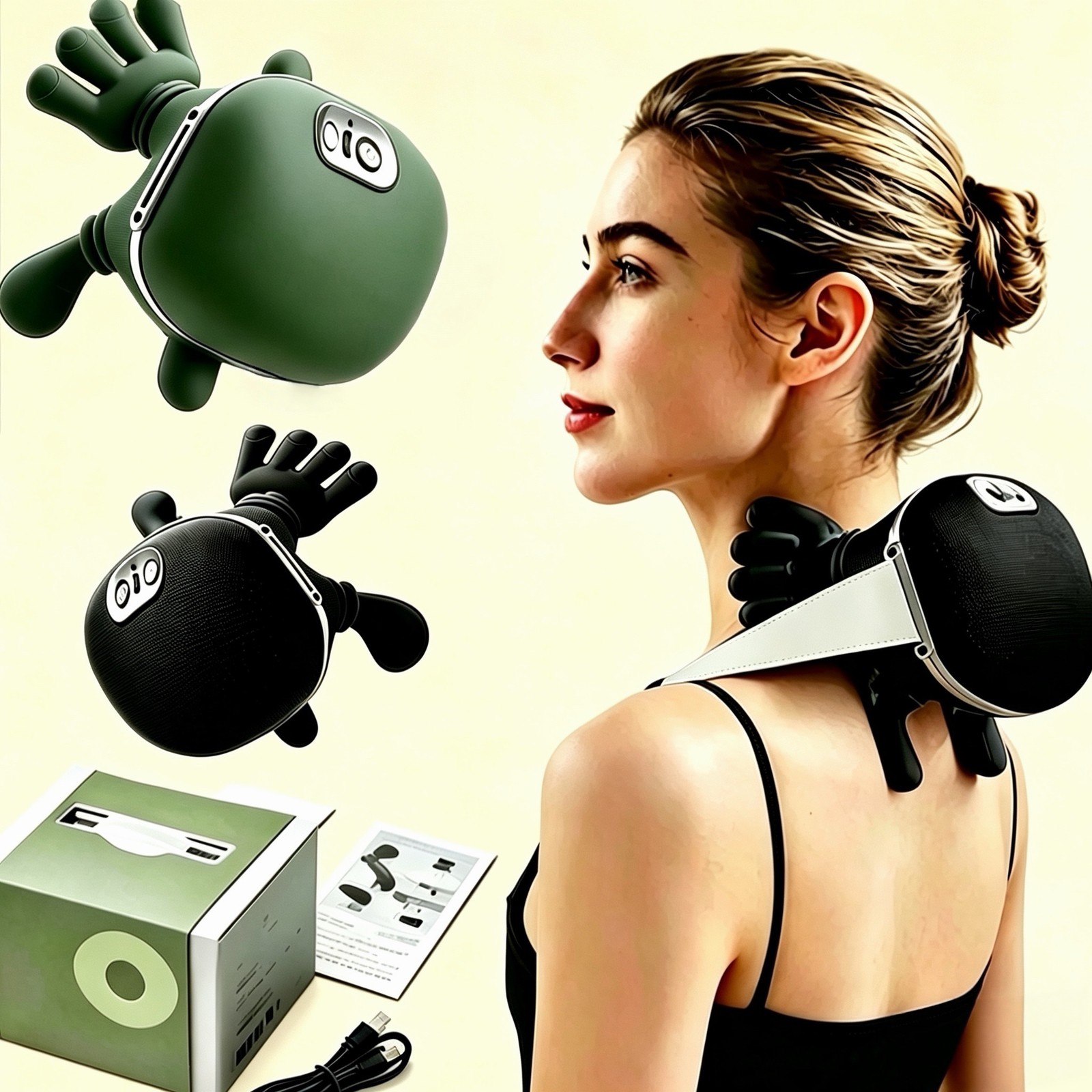 Wireless Neck Cervical Trapezius Kneading Massage Shawl 4D Bionic Finger Neck