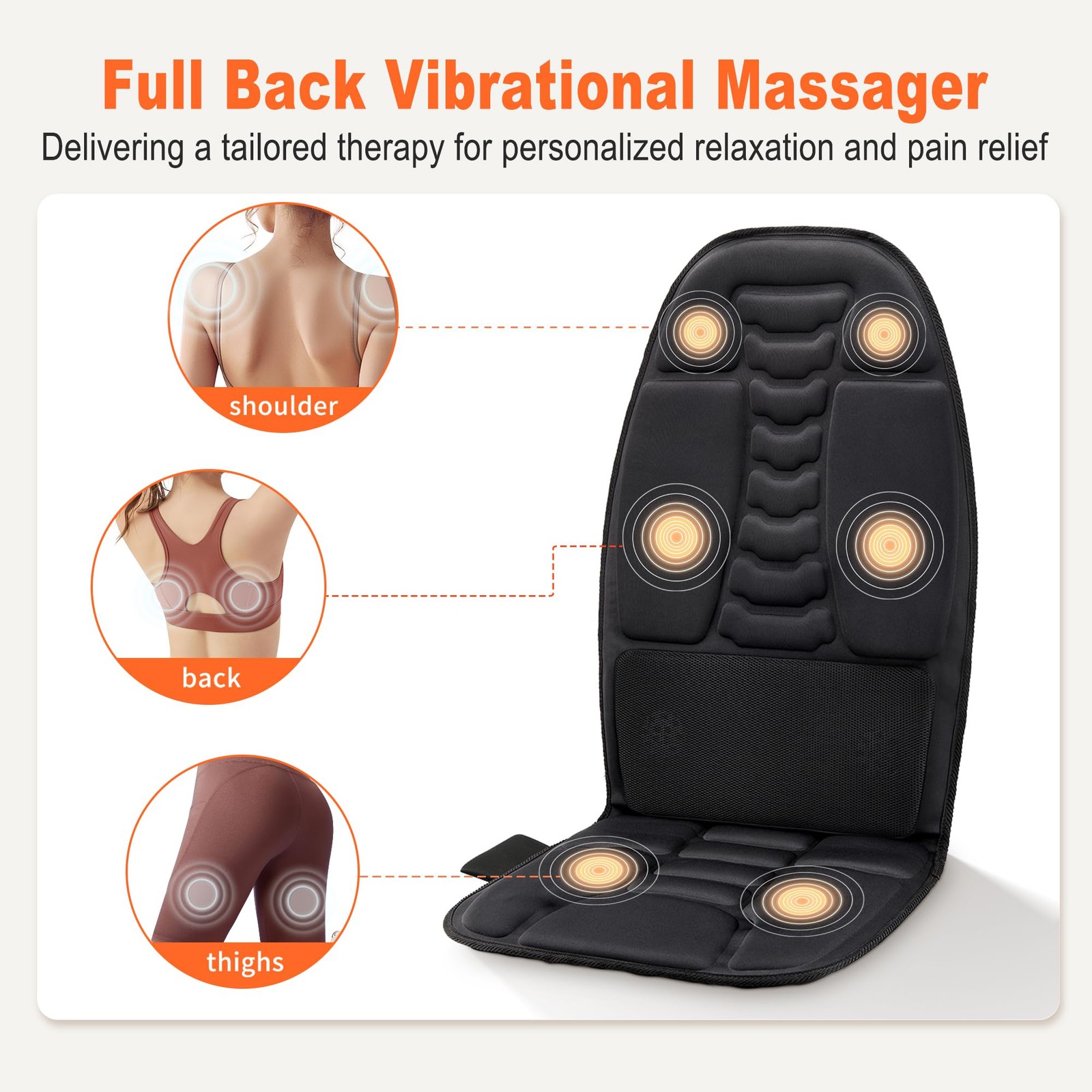 Massage Seat Cushion with Heat, Vibration Back Massager for Chair, Chair Mass…