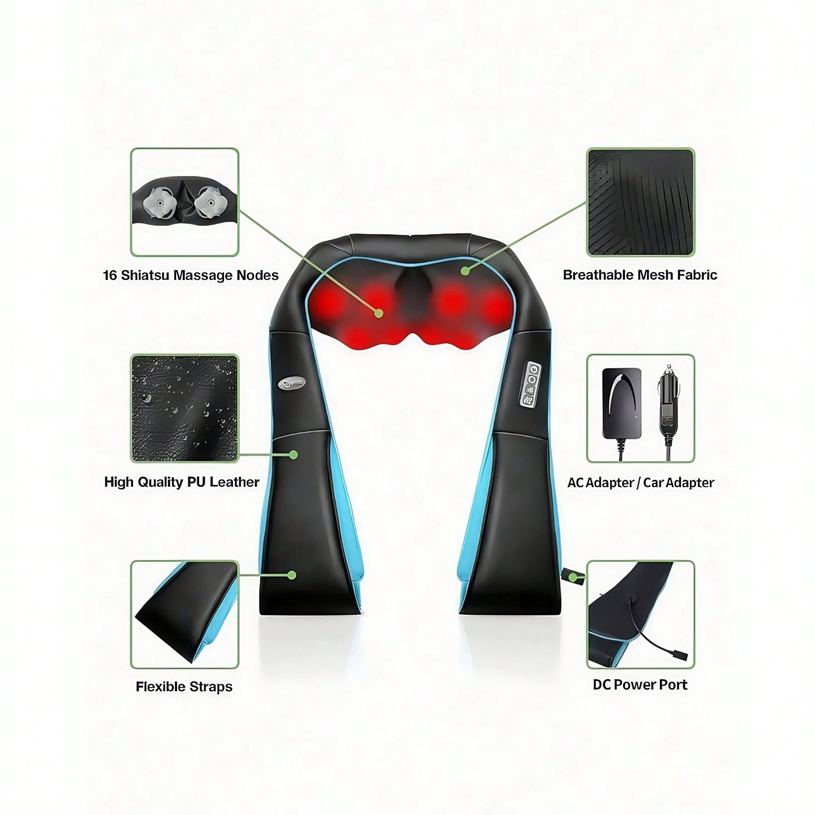 3D Neck Shoulder Back Massager with Heat Deep Kneading Massage Pillow