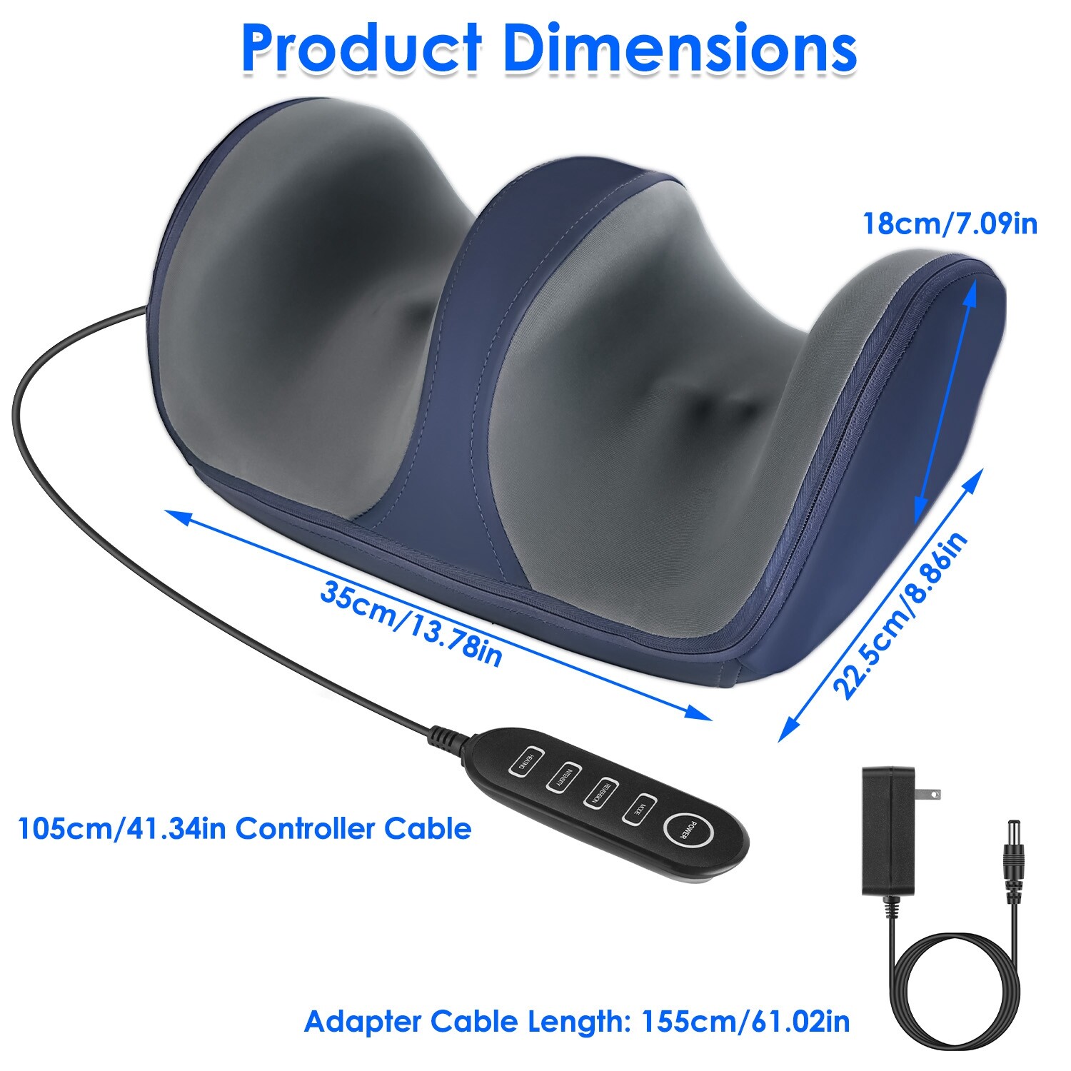 Electric Shiatsu Arm Legs Foot Massager Machine with Controller Heat Therapy