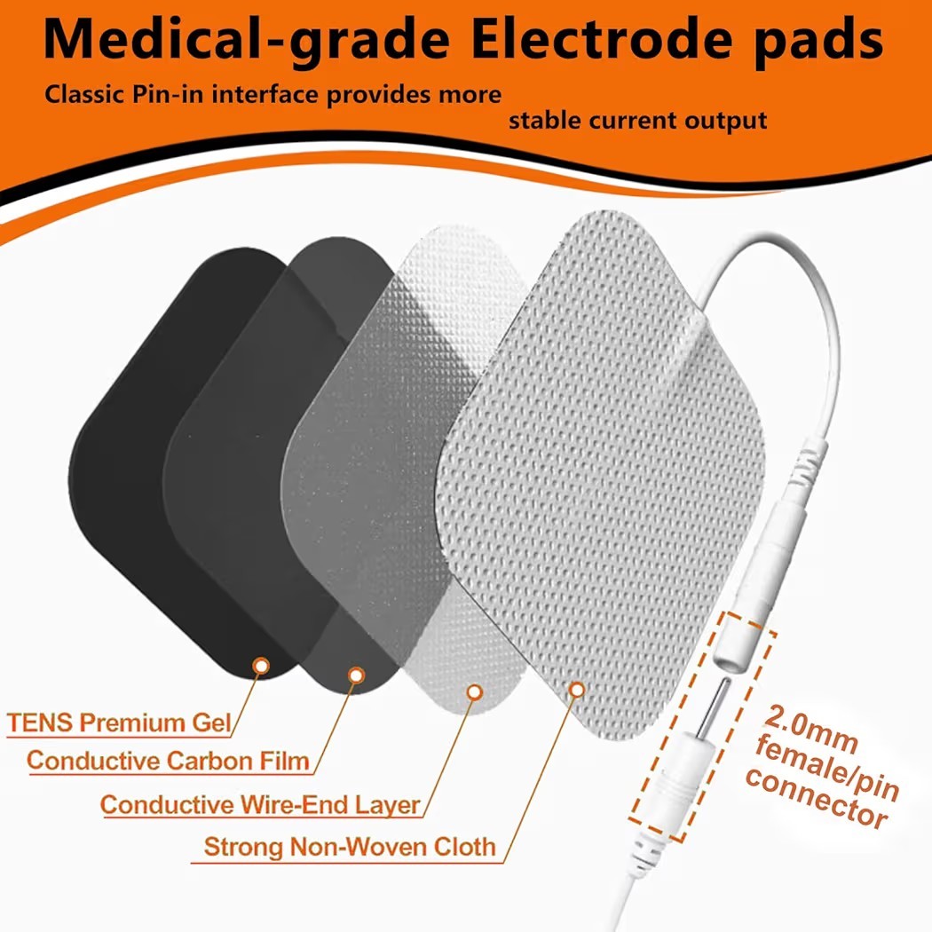 Premium TENS Electrodes 2×2 Square Replacement Patches Reusable 20 Pieces