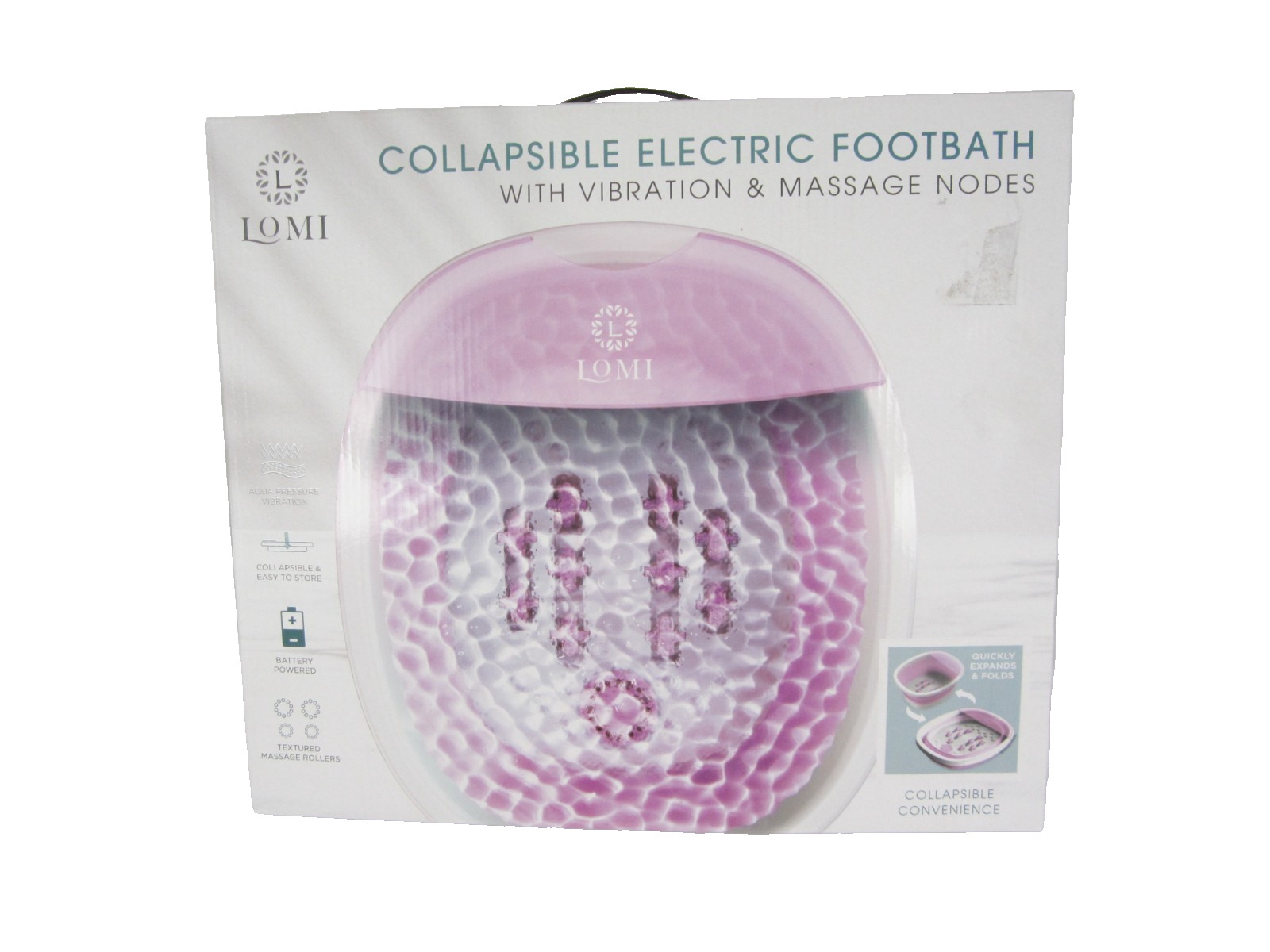 Lomi Collapsible Footbath With Vibration And Massage Nodes Battery Operated NEW