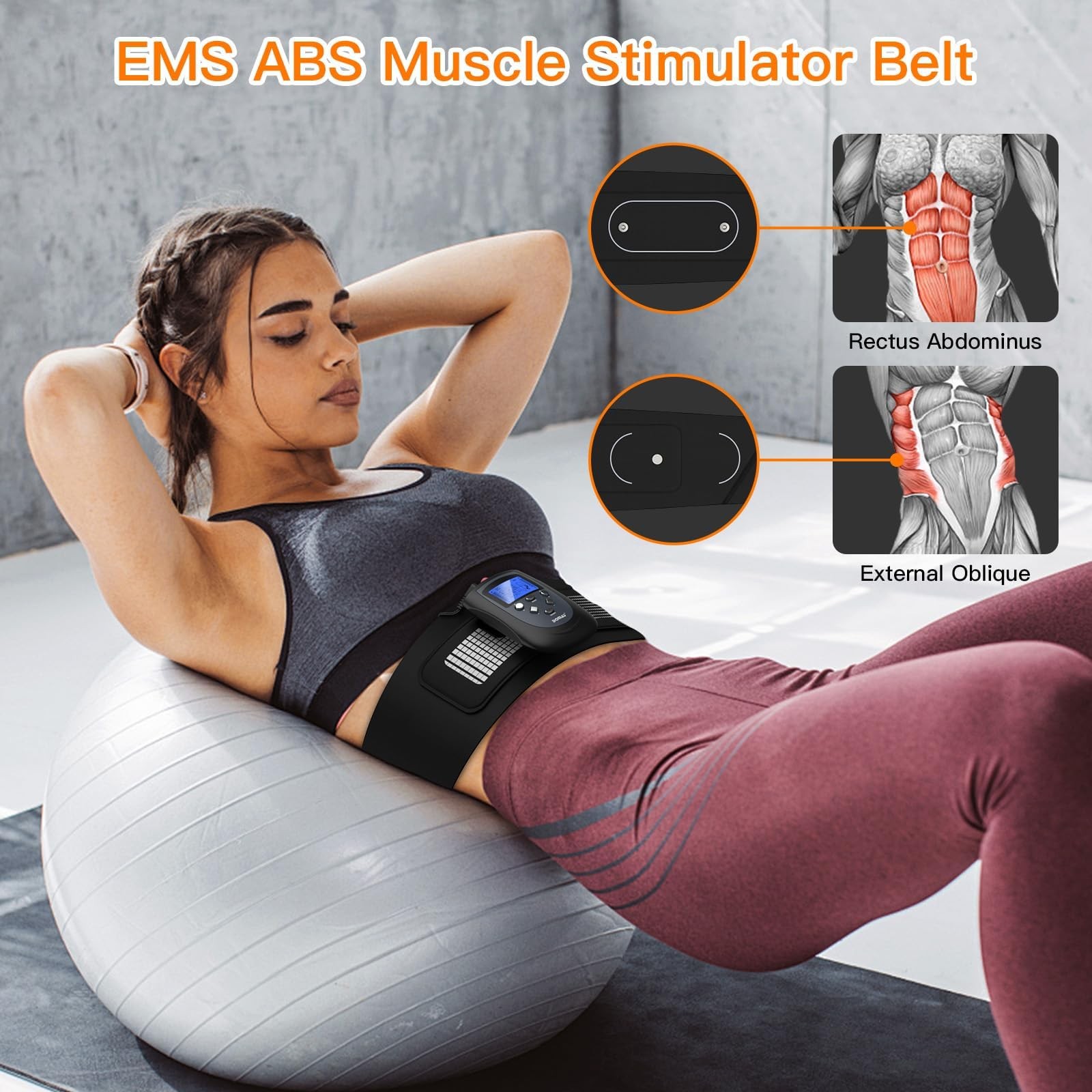 DOMAS Ab Belt Abdominal Muscle Toner- Abs Stimulator with 6 Modes Electronic