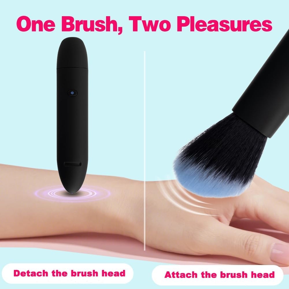Mini Vibrator 2-in-1 Dual Electric Makeup Brush & Powerful Bullet Vibrator Women