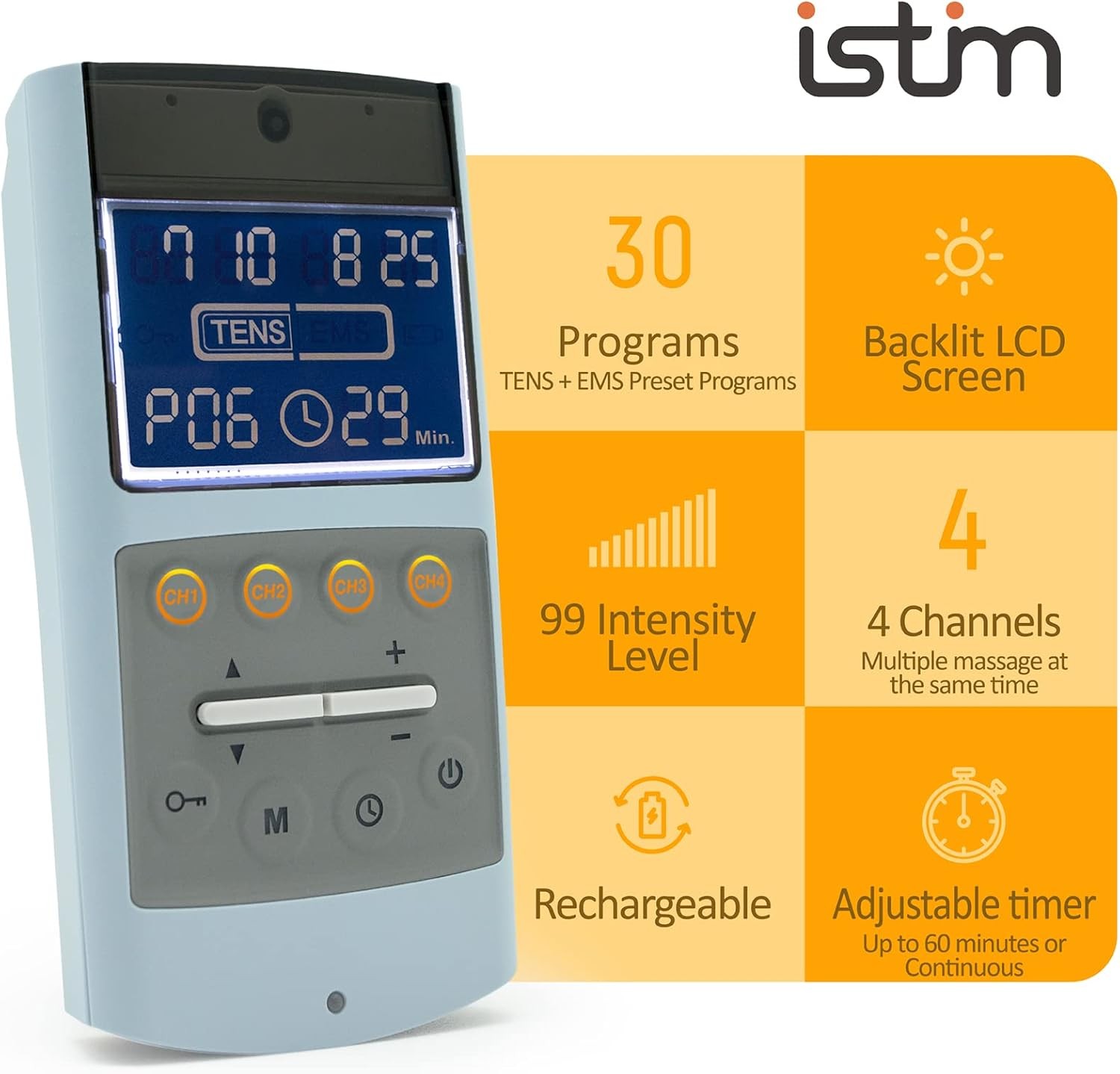 iStim TENS EMS Muscle Stimulator EV-906 Pain Relief